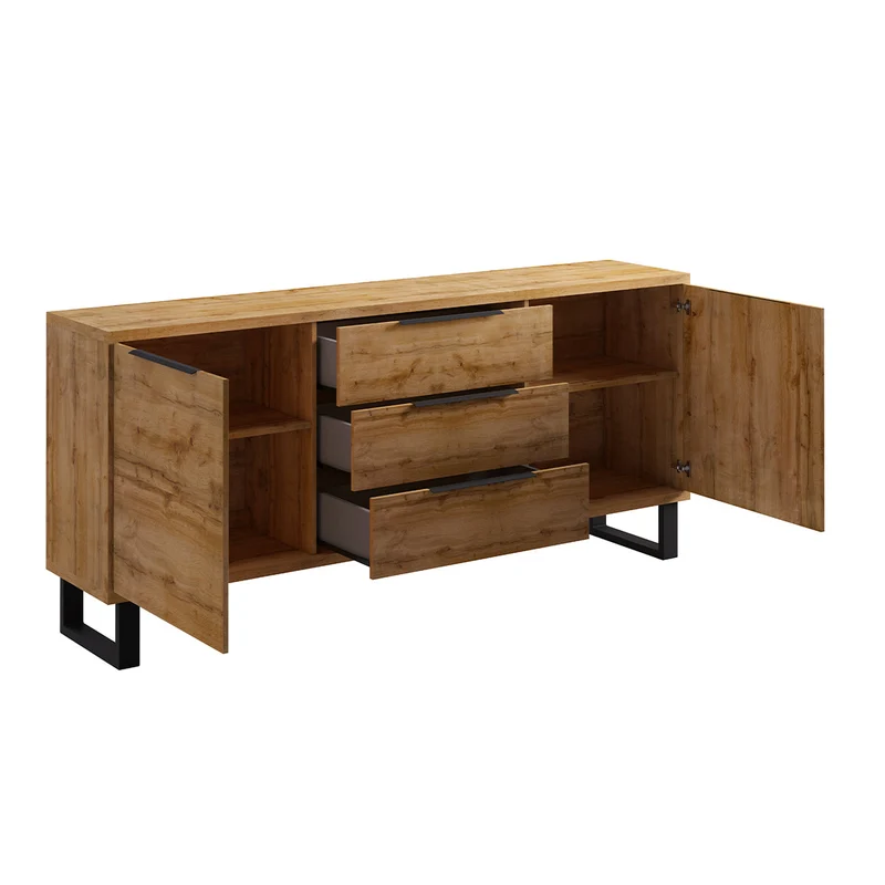 Buffet 2 portes 3 tiroirs Eden Bois et Metal