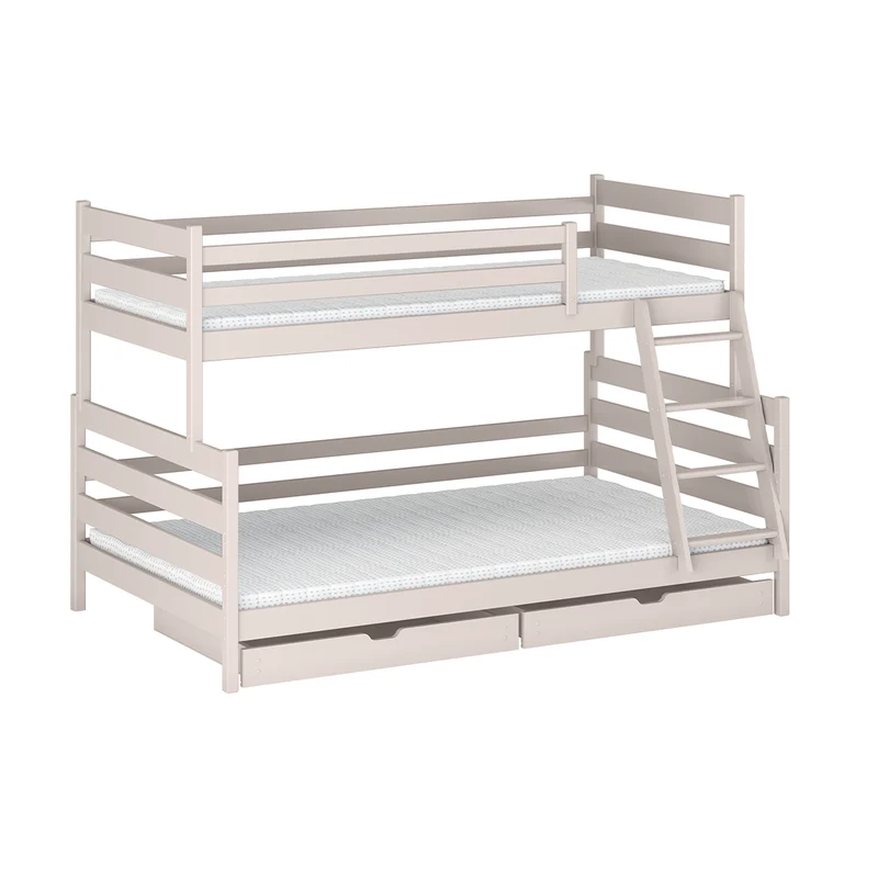 Lit superposé 90-120x200 sommiers et tiroirs inclus Léo Cachemire