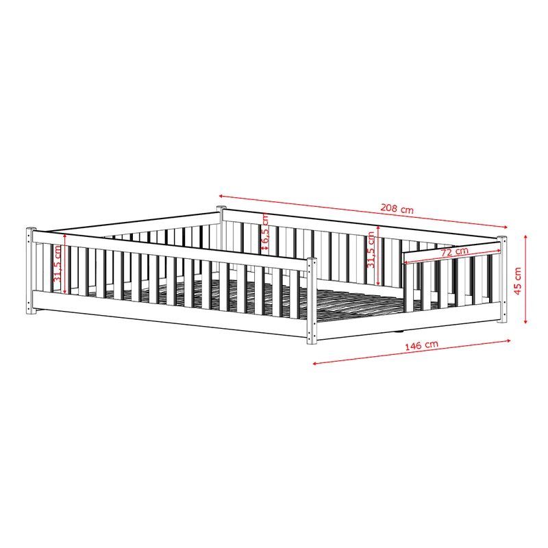 Lit au sol 140x200 sommier inclus Théa Cachemire