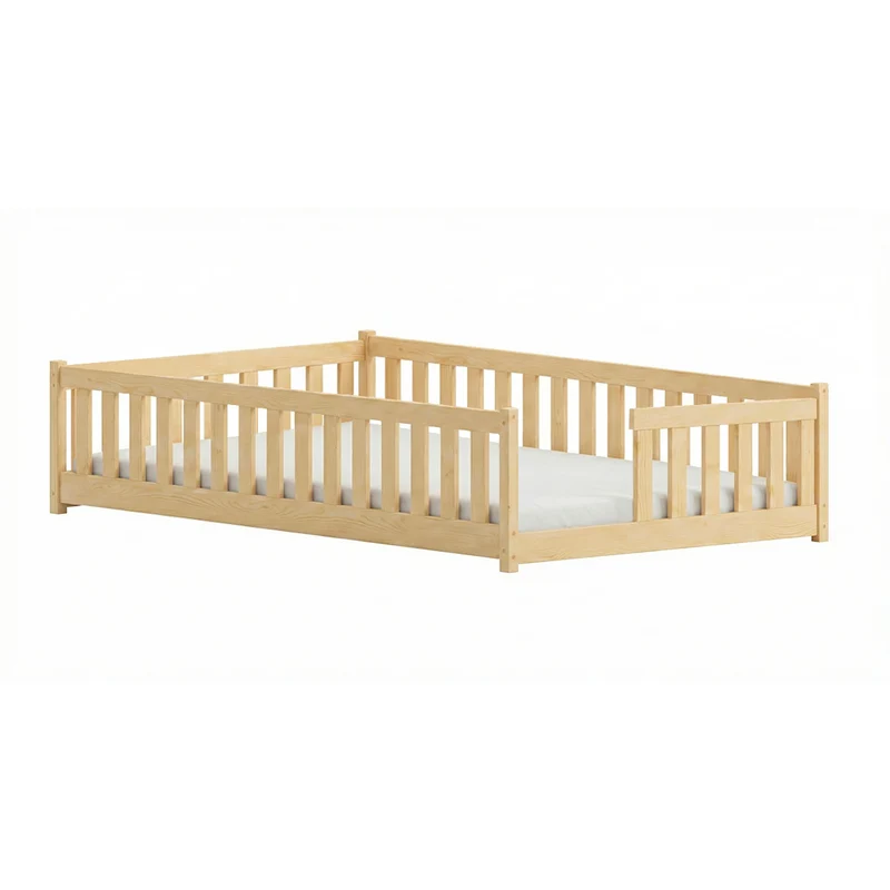 Lit au sol 120x200 sommier inclus Théa Bois