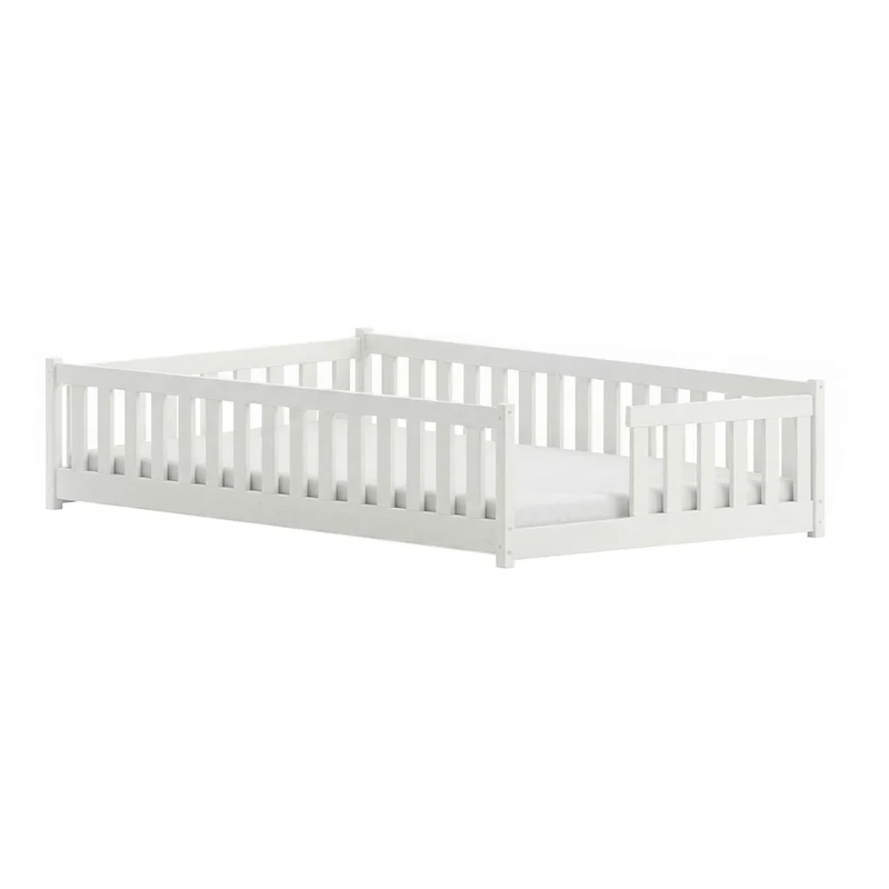Lit au sol 120x200 sommier inclus Théa Blanc