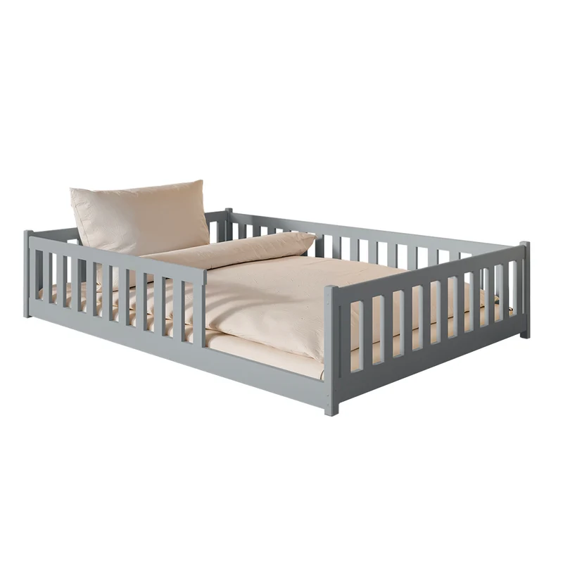 Lit au sol 140x200 sommier inclus Maya Gris