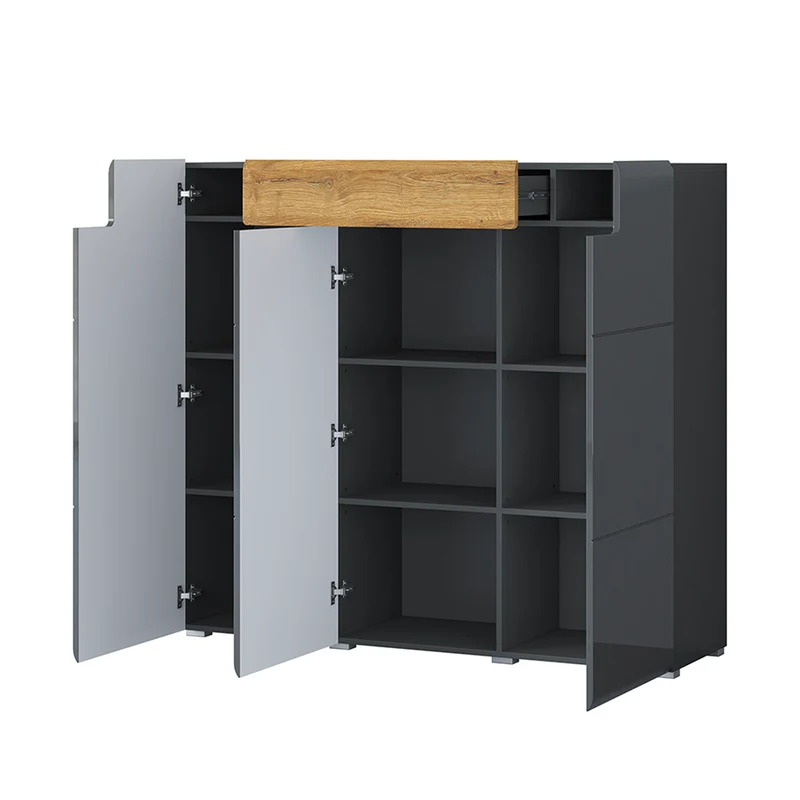 Buffet haut 3 portes 1 tiroir Jules Gris et Bois