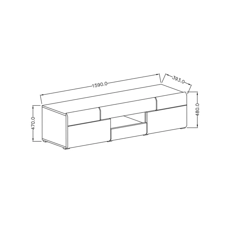 Meuble TV 2 portes 2 tiroirs 159 cm Jules Blanc