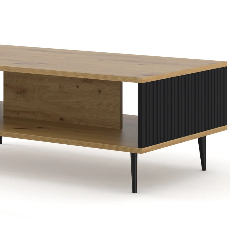 Table basse 90 cm Philaé Bois et Noir