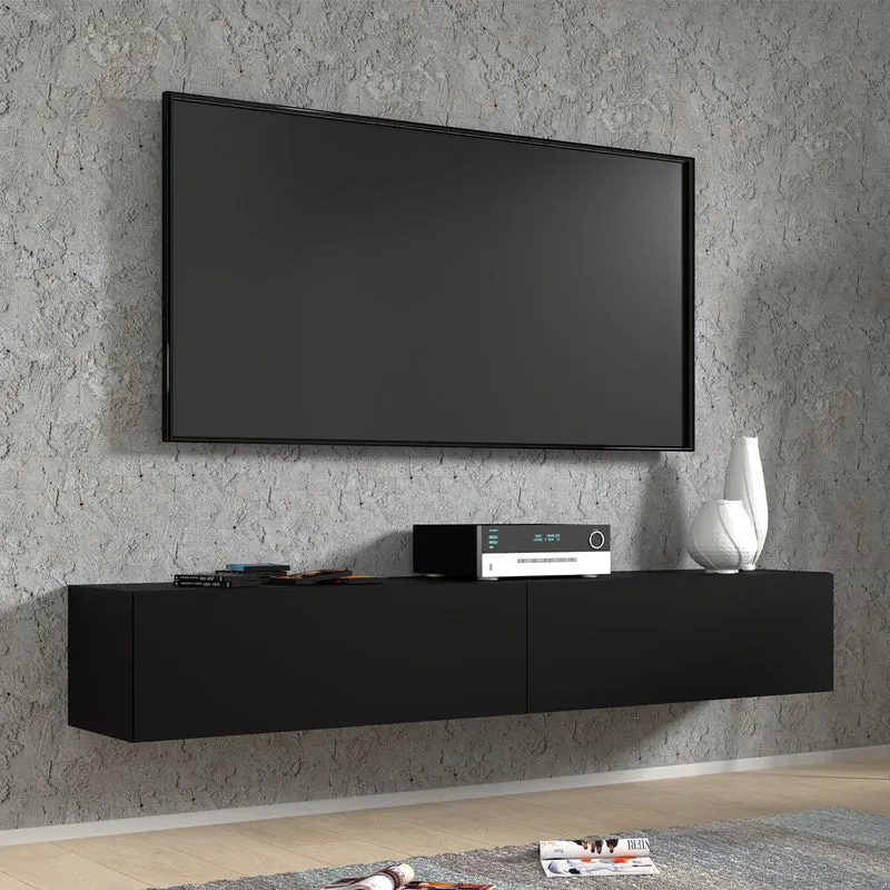 Meuble TV mural 2 portes 180 cm Bali Noir