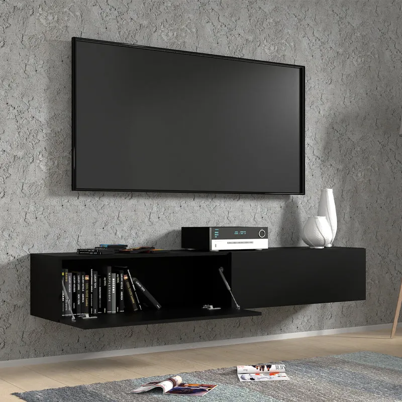 Meuble TV mural 2 portes 180 cm Bali Noir