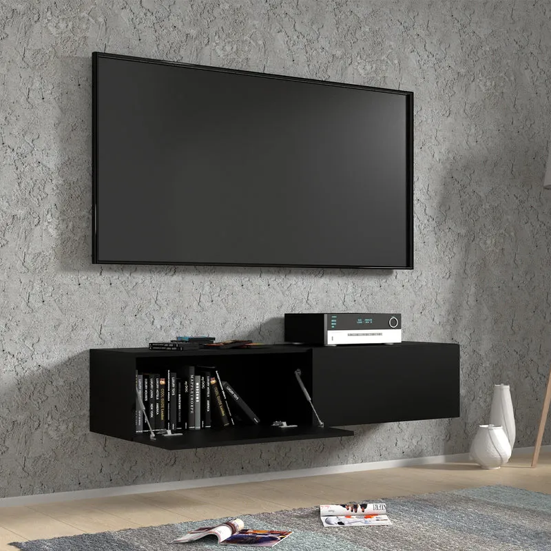 Meuble TV mural 2 portes 140 cm Bali Noir