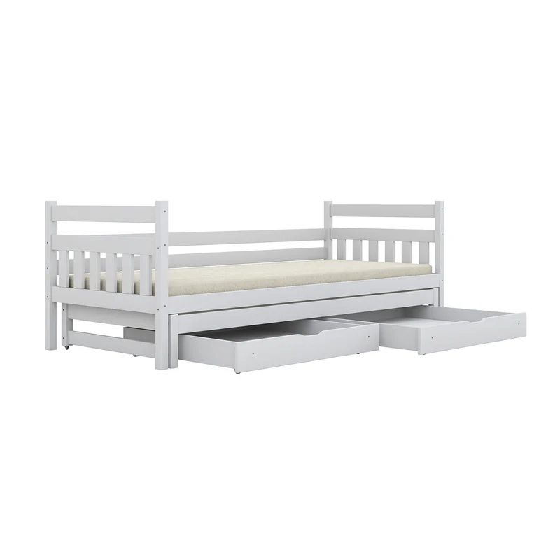 Lit gigogne 90x200 sommiers et tiroirs inclus David Blanc