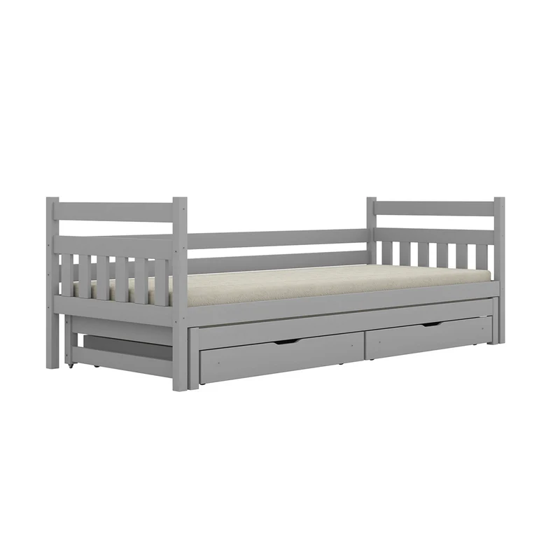 Lit gigogne 90x200 sommiers et tiroirs inclus David Gris
