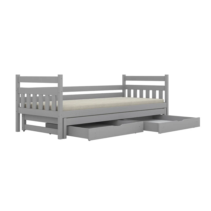 Lit gigogne 90x200 sommiers et tiroirs inclus David Gris