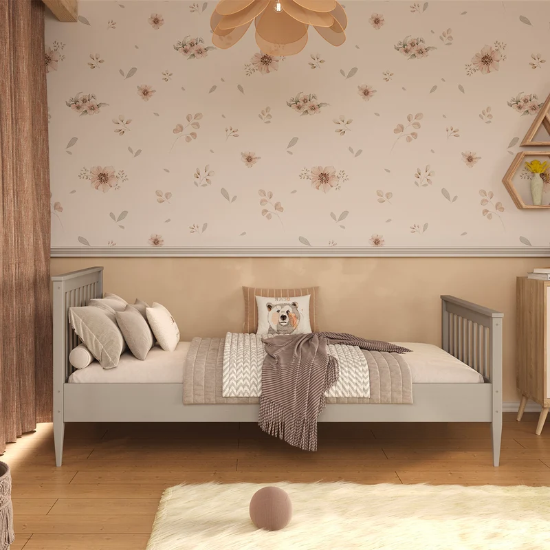 Lit 90x200 sommier inclus Ignas Gris