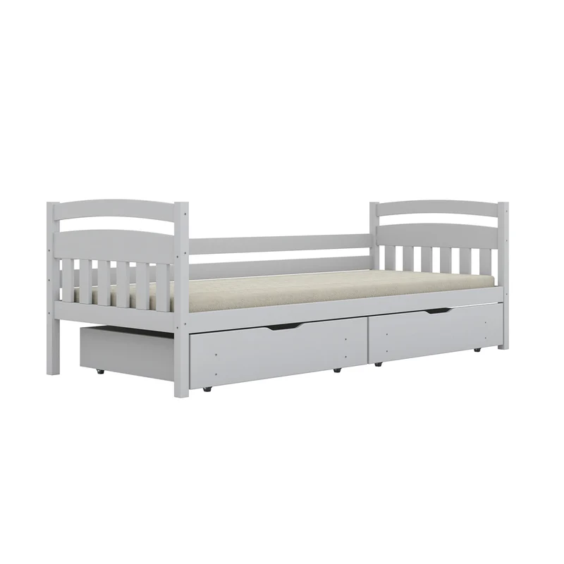 Lit 90x200 sommier et tiroirs inclus Tosia Blanc