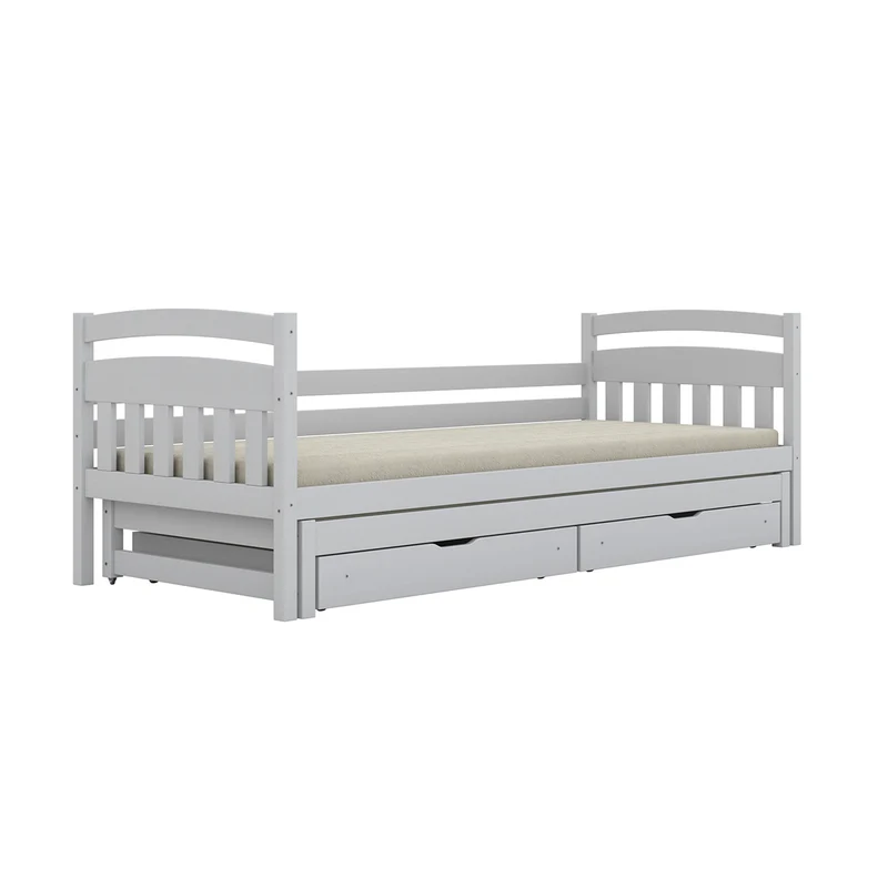 Lit gigogne 90x200 sommiers et tiroirs inclus Tosia Blanc