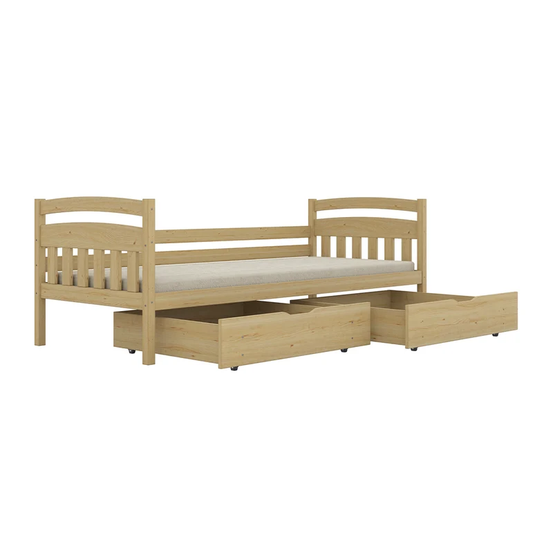 Lit 90x200 sommier et tiroirs inclus Tosia Bois