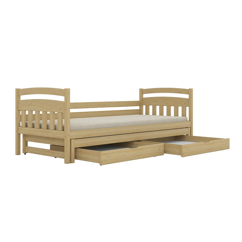 Lit gigogne 90x200 sommiers et tiroirs inclus Tosia Bois