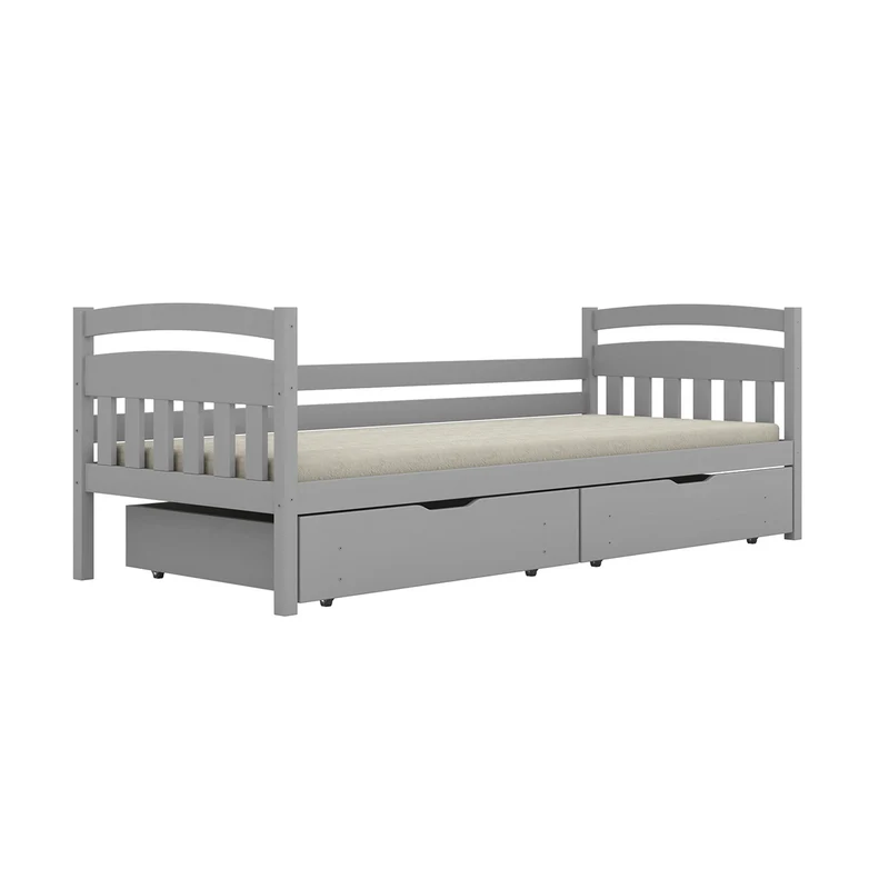 Lit 90x200 sommier et tiroirs inclus Tosia Gris