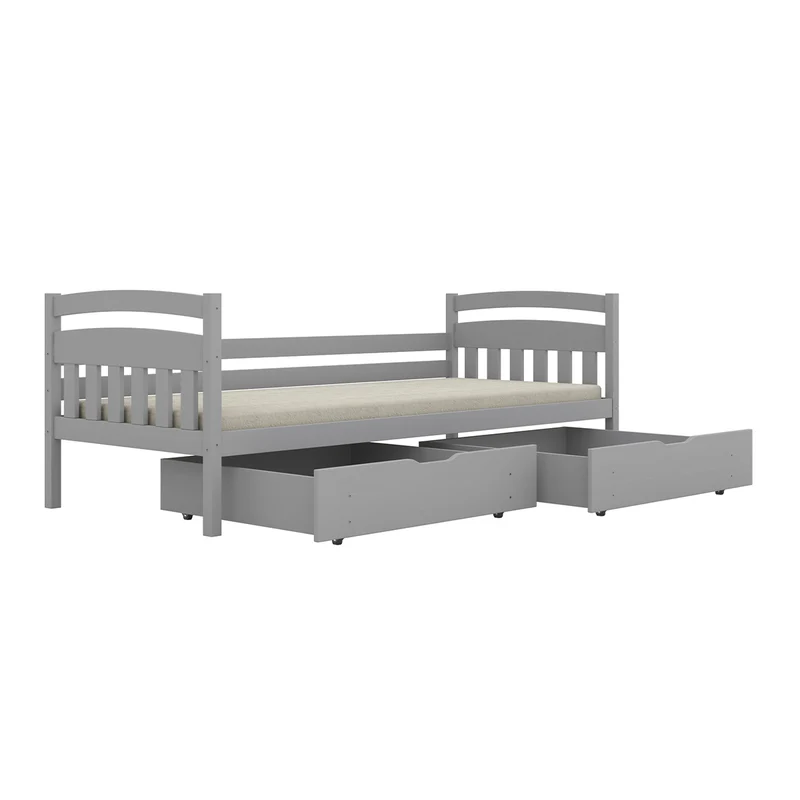 Lit 90x200 sommier et tiroirs inclus Tosia Gris