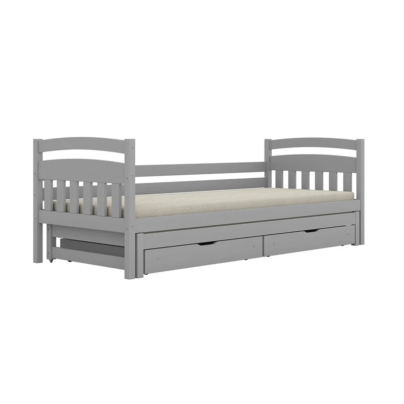 Lit gigogne 90x200 sommiers et tiroirs inclus Tosia Gris