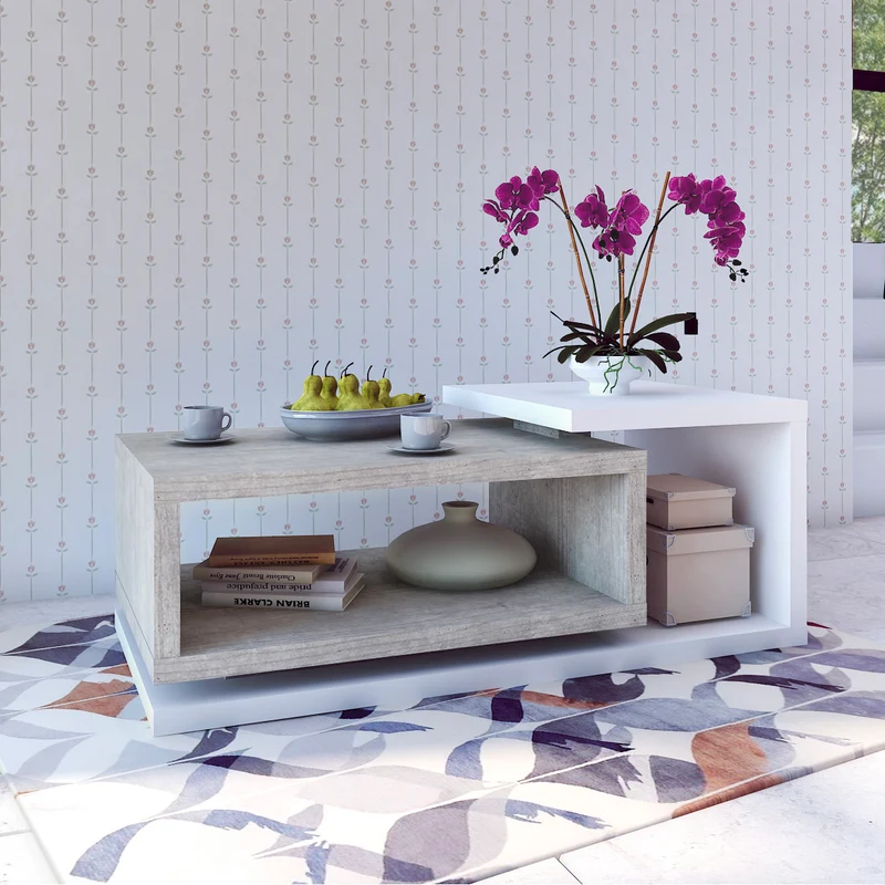 Table basse Ilyes Blanc et Béton