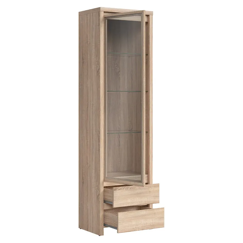 Vitrine 1 porte 2 tiroirs Soren Bois