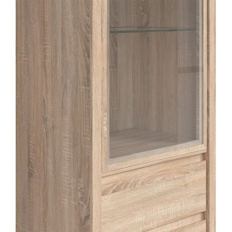 Vitrine 1 porte 2 tiroirs Soren Bois