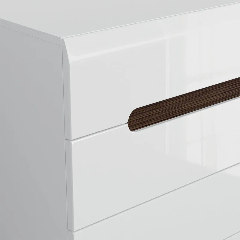 Commode 4 tiroirs Darrel Blanc laqué et Bois
