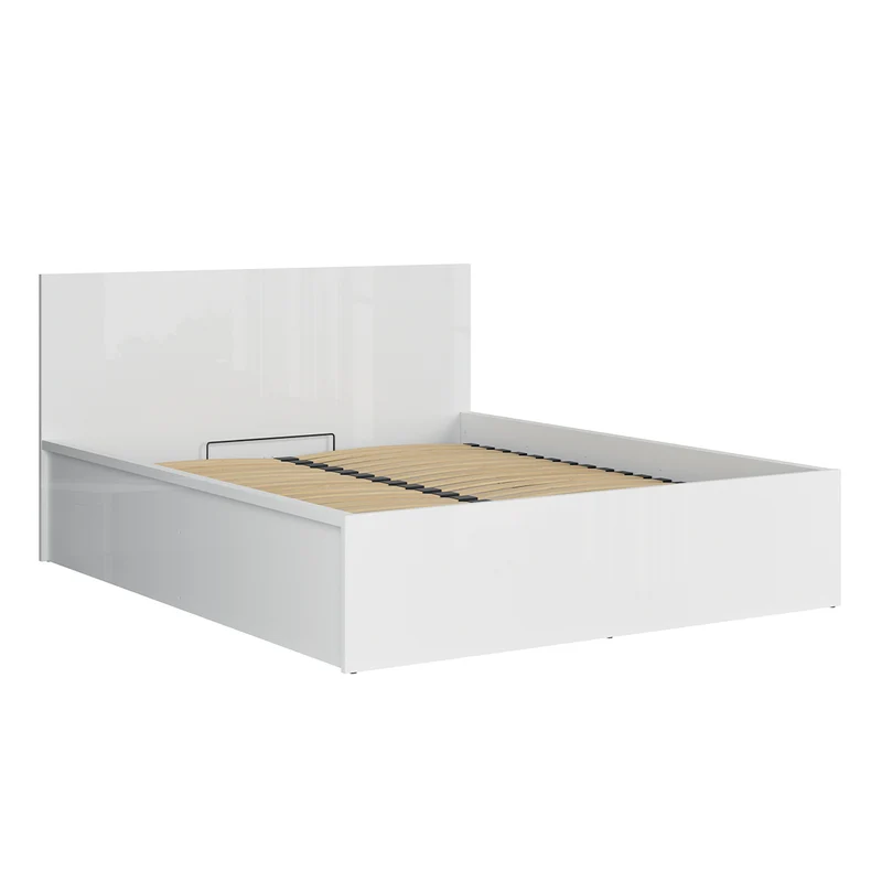 Lit coffre 160x200 sommier inclus Edwin Blanc