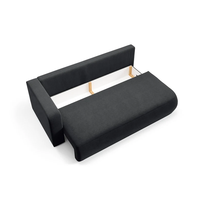 Canapé convertible 3 places avec coffre et accoudoir réversible Antonio Noir