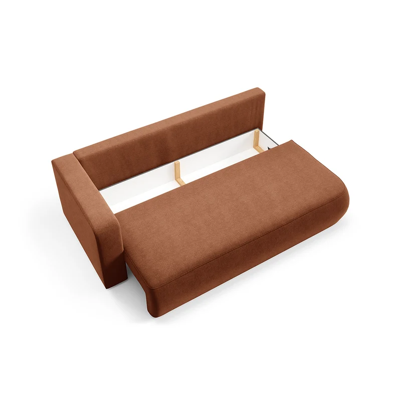 Canapé convertible 3 places avec coffre et accoudoir réversible Antonio Terracotta