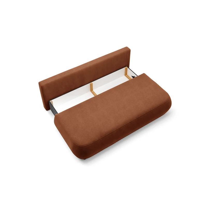 Canapé convertible 3 places avec coffre Antonio Terracotta