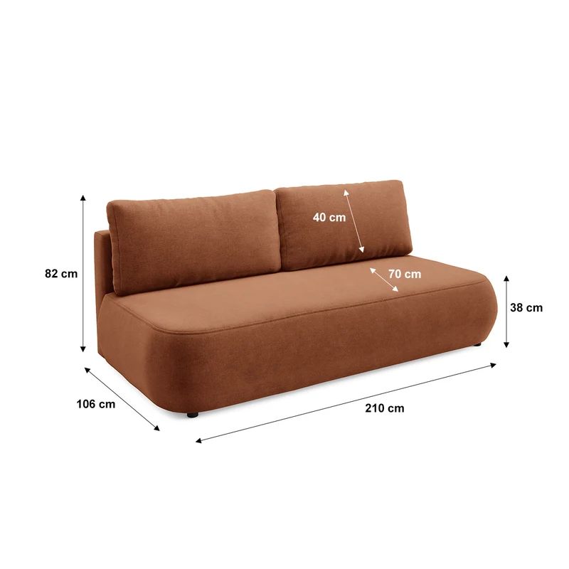 Canapé convertible 3 places avec coffre Antonio Terracotta