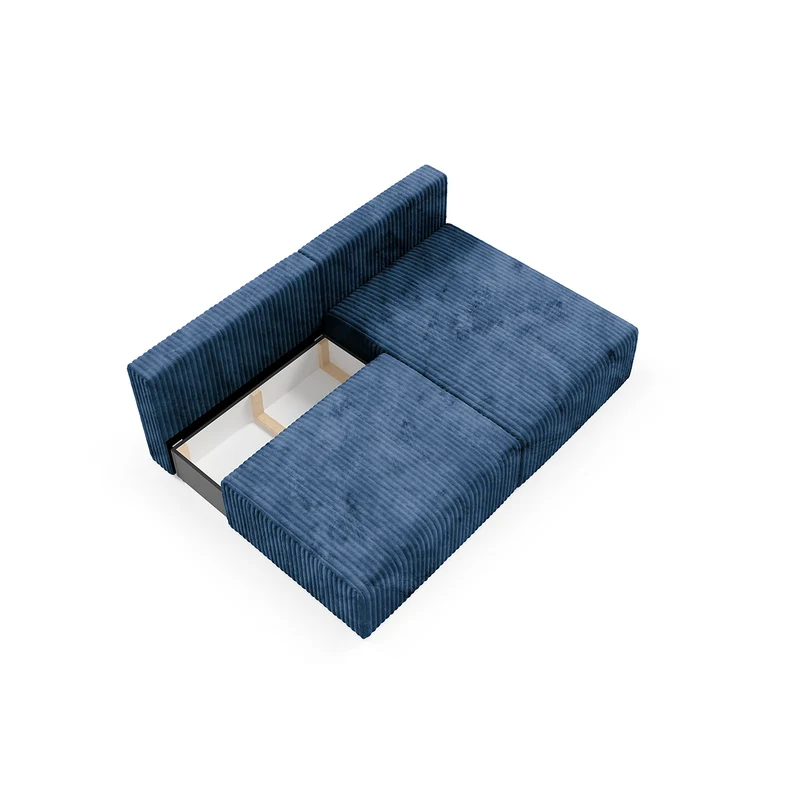 Canapé d'angle réversible et convertible 3 places avec coffre Angela Bleu marine