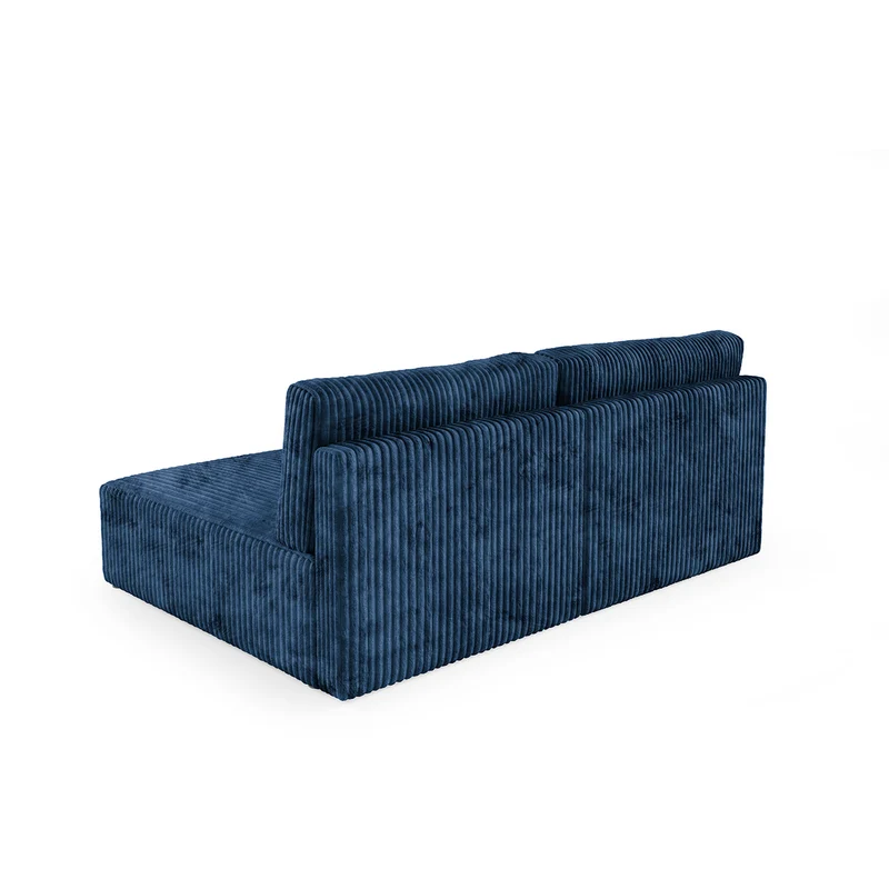 Canapé d'angle réversible et convertible 3 places avec coffre Angela Bleu marine