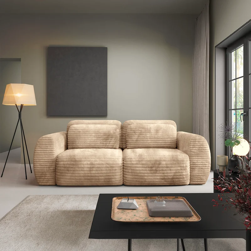 Canapé convertible 3 places avec coffre Camilla Beige