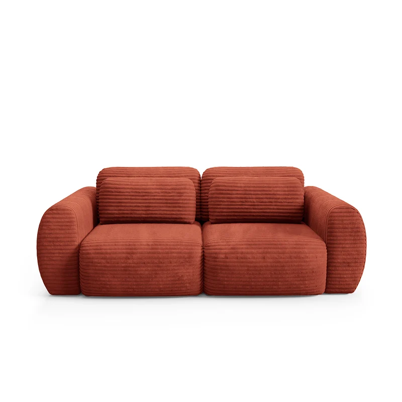 Canapé convertible 3 places avec coffre Camilla Terracotta