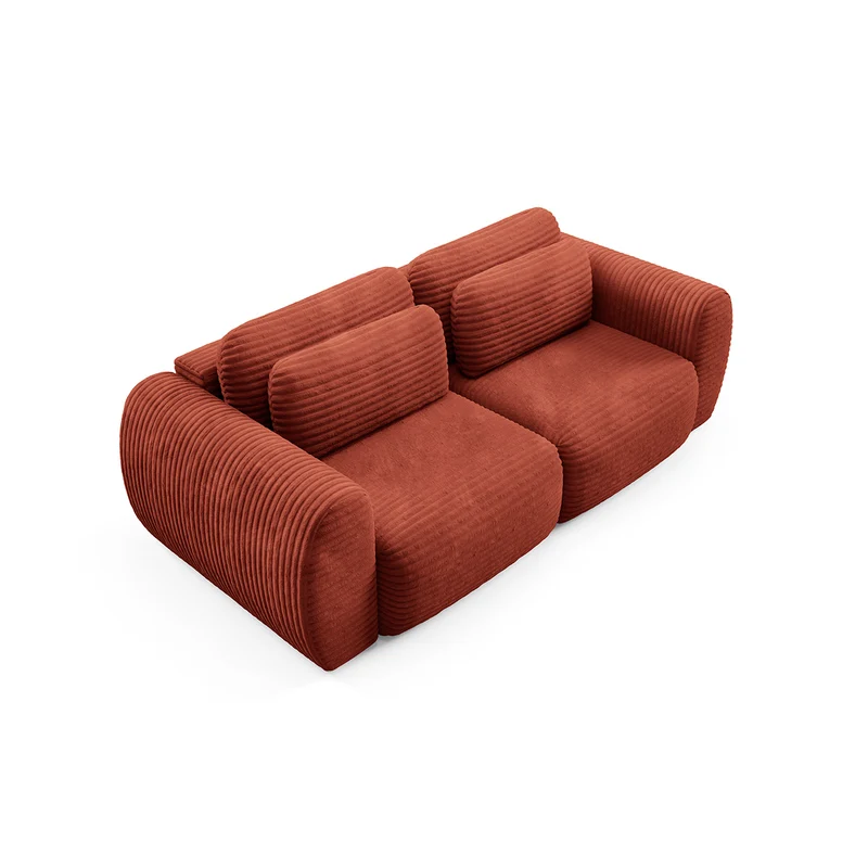 Canapé convertible 3 places avec coffre Camilla Terracotta