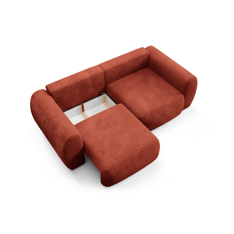 Canapé convertible 3 places avec coffre Camilla Terracotta