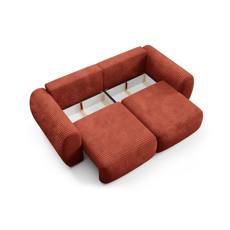 Canapé convertible 3 places avec coffre Camilla Terracotta