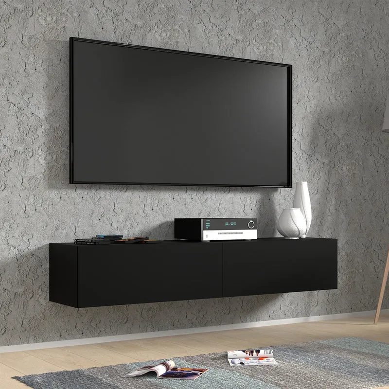 Meuble TV mural 2 portes 160 cm Bali Noir
