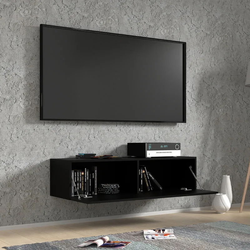 Meuble TV mural 1 porte 120 cm Bali Noir