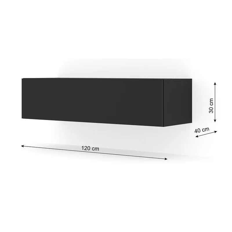 Meuble TV mural 1 porte 120 cm Bali Noir