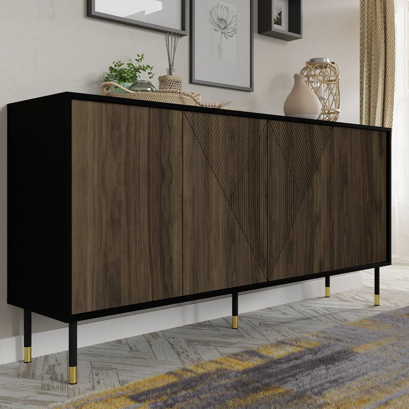 Buffet 4 portes Aglaé Bois et Noir