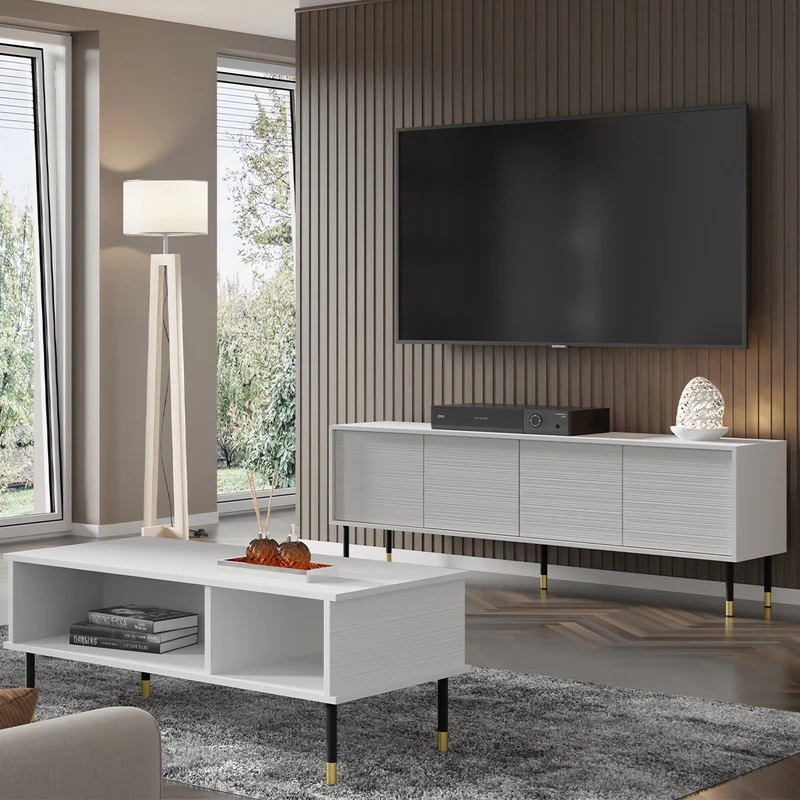 Table basse 110 cm Rani Blanc
