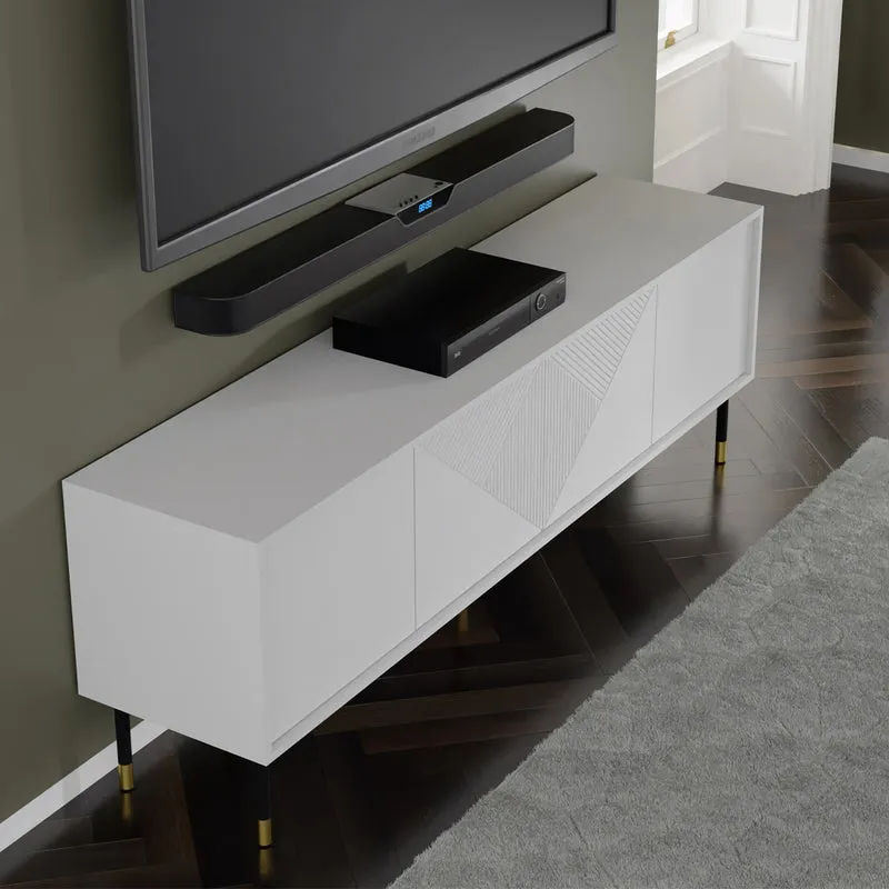 Meuble TV 4 portes 180 cm Aglaé Blanc