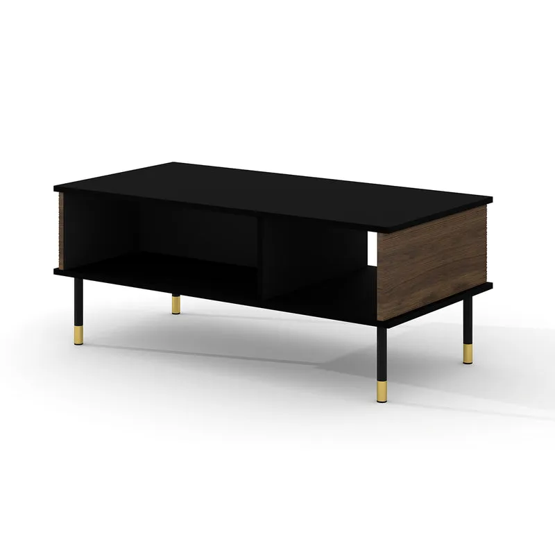 Table basse 110 cm Rani Bois et Noir