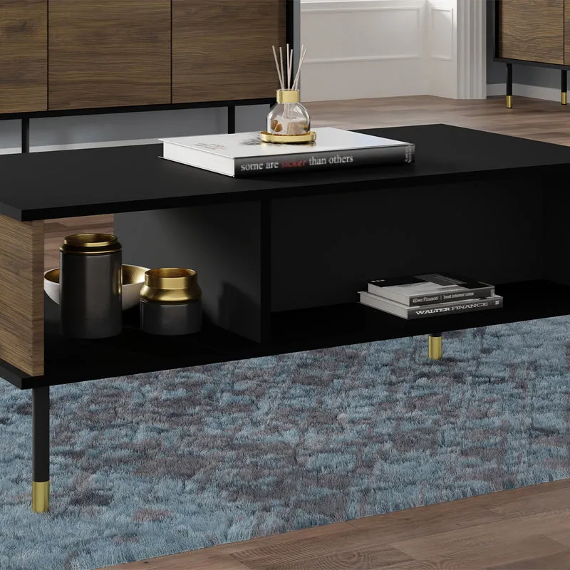 Table basse 110 cm Rani Bois et Noir