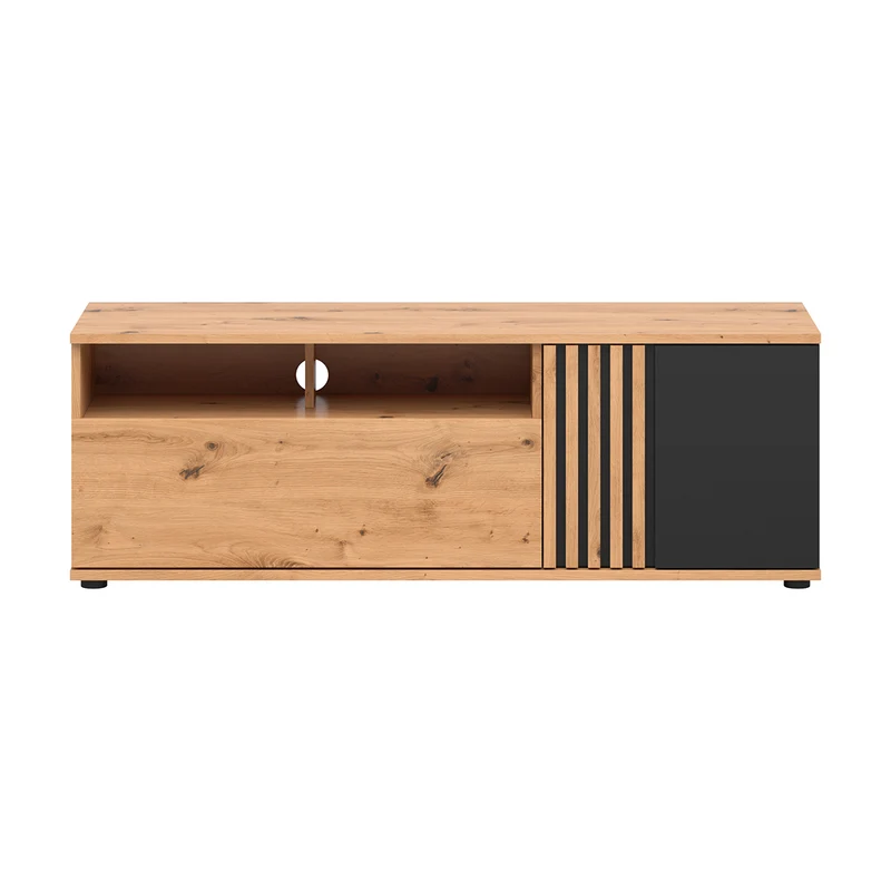 Meuble TV 1 porte 1 tiroir 135 cm Ezra Bois