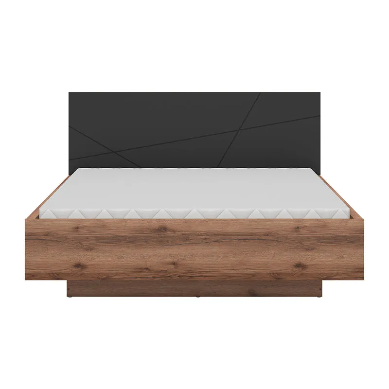 Lit coffre 160x200 sommier inclus Sven Noir et Bois
