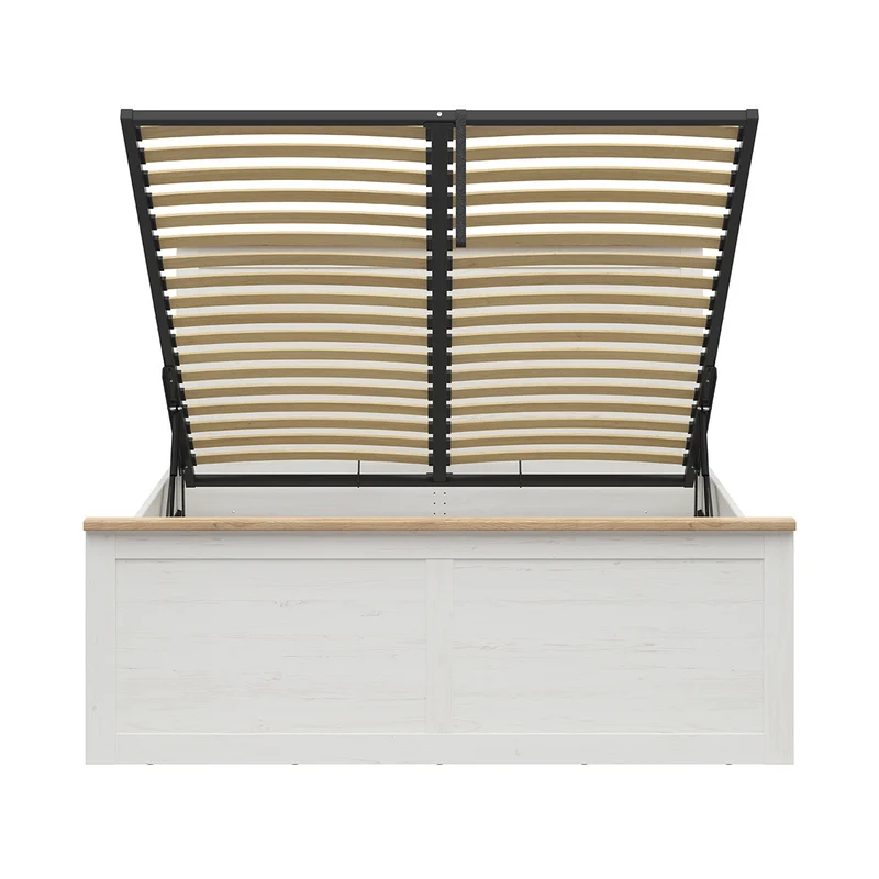Lit coffre 160x200 sommier inclus Aksel Blanc